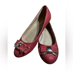 BNWOB Jeru Belinda Red Glitter Sparkle Flat Shoes 7.5 Wizard of Oz Shoes 7.5